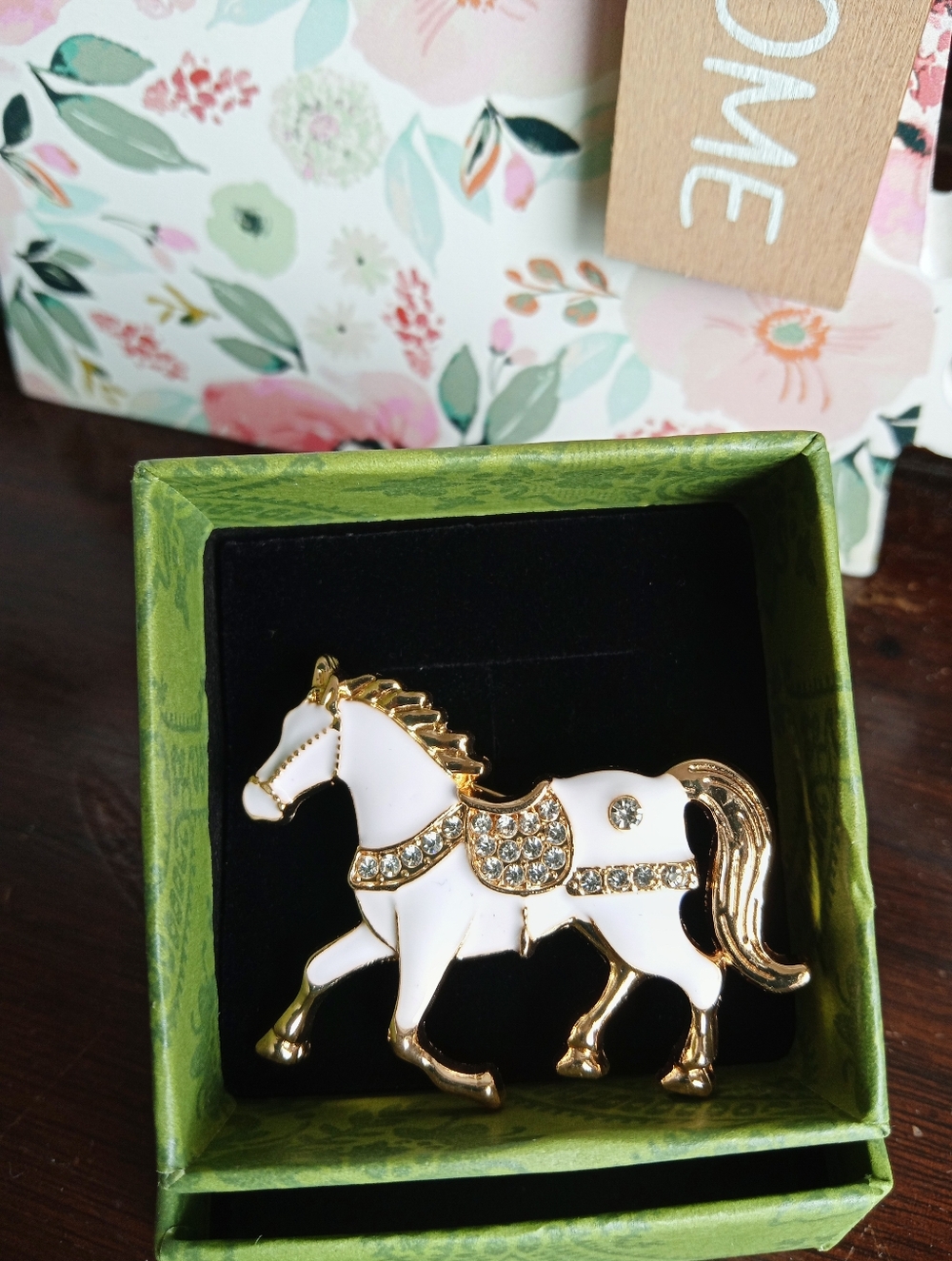 White Horse Brooch Pin